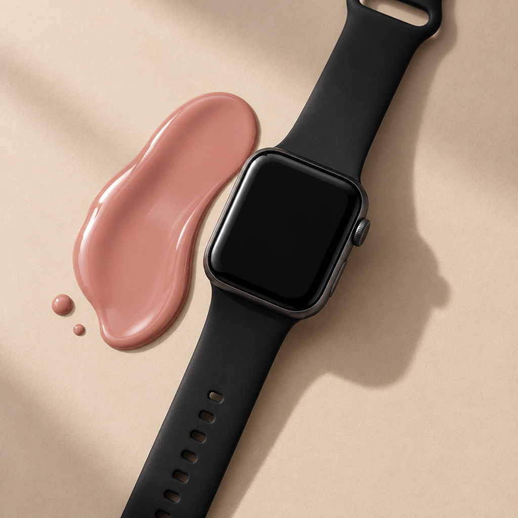 Montre connectée à plat avec touche de rose